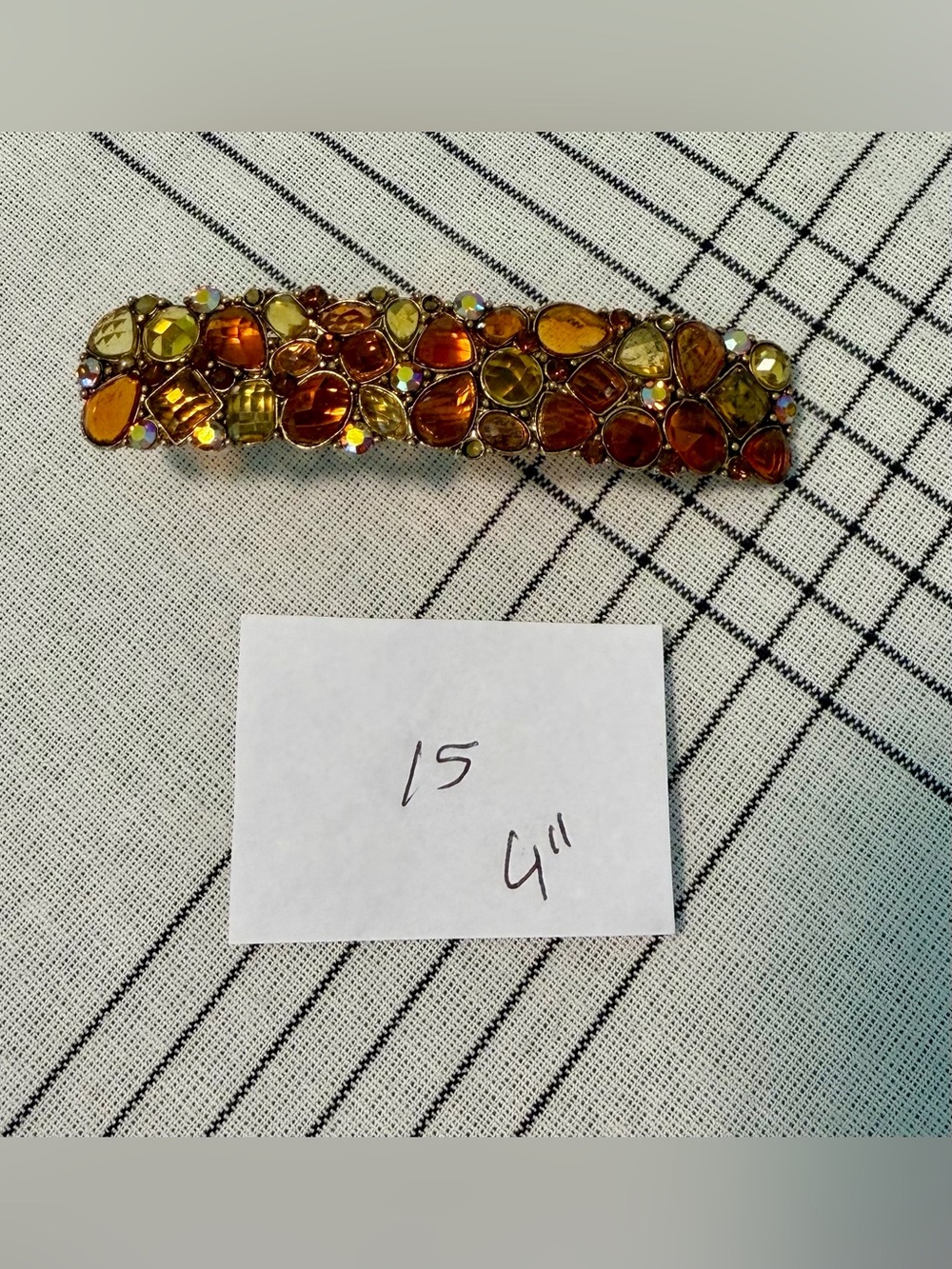 Cara New York Amber Rhinestone Embellished Hair Barrette 4"